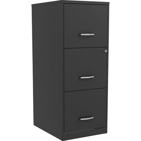 Lorell File Cabinet, F/F/F, 3-DR, 14-1/4x18"x35-1/2", Black LLR00062